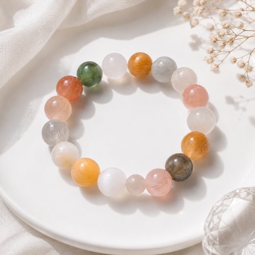 Natural Multicolor Rutilated Quartz Bracelet – Luck, Balance & Positive Energy