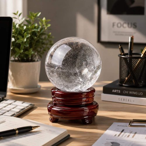 Natural Clear Quartz Crystal Sphere – Clarity, Prosperity & Positive Energy Décor