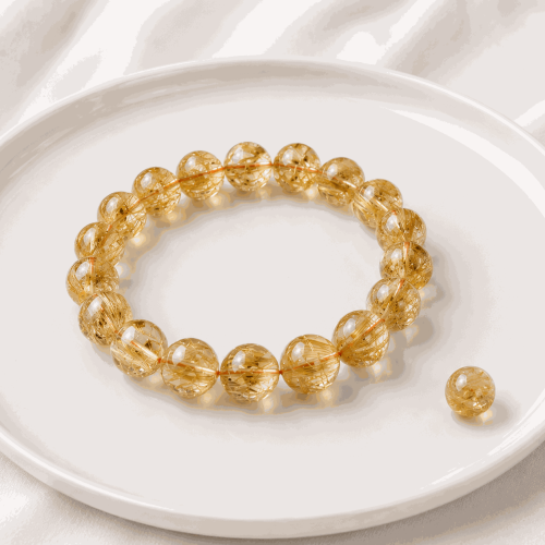 Natural Rutilated Quartz Bracelet – Prosperity, Confidence & Good Fortune