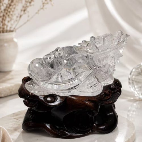 Natural Clear Quartz Dragon Turtle – Prosperity, Protection & Positive Energy Crystal Décor