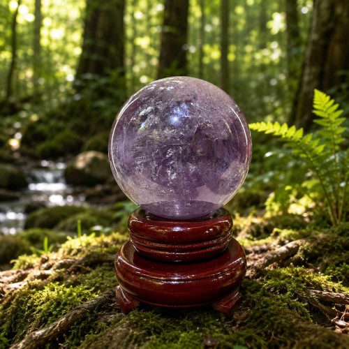 Natural Amethyst Crystal Sphere – Symbol of Wisdom, Peace & Positive Energy