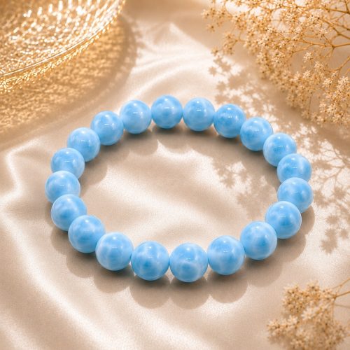 Natural Larimar Bracelet – Ocean Blue Crystal for Calm & Positive Energy