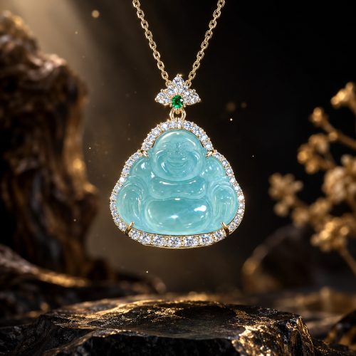 Serene Blue Jadeite Buddha Pendant — A Symbol of Peace & Blessings